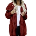 thumbnail image 1 of UAMVSH Plus Size Jackets for Women Fleece Warm Hooded Long Coat Oversized Comfy Soft Open Front Cardigan Winter Outwear with Pockets, 1 of 5