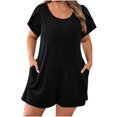 thumbnail image 1 of UAMVSH Plus Size Jumpsuits for Women Soft Baggy Summer Beach Rompers Short Sleeve Crew Neck Jumpers Clothes with Pockets, 1 of 5
