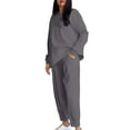 thumbnail image 1 of UAMVSH Plus Size Lounge Sets for Women Side Split Oversized Sweatshirt and Sweatpants Set Dressy Casual Crewneck Sweatsuit with Pockets, 1 of 7