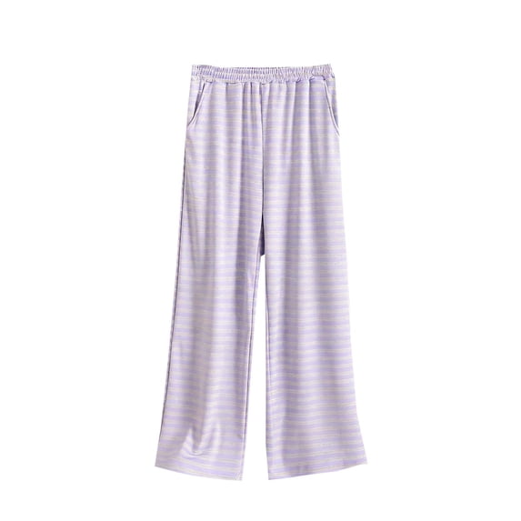 UAMVSH Plus Size Pajama Pants for Women Casual Loose Striped Elastic Waist Pj Bottoms Comfy Soft Wide Leg Lounge Pants with Pockets