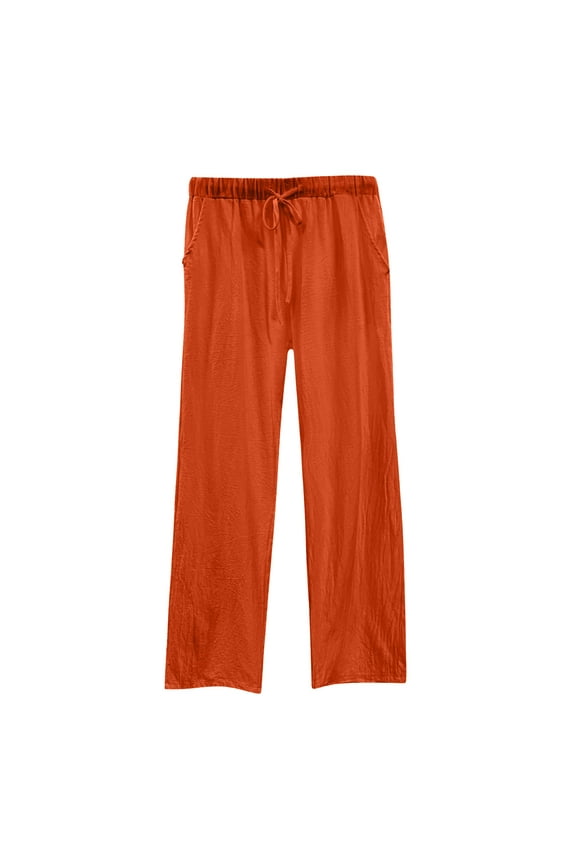 Plus Size Pants for Women Soft Solid Color Wide Leg Summer Beach Lounge Pants with Pockets Classic Drawstring Elastic Waist Pants