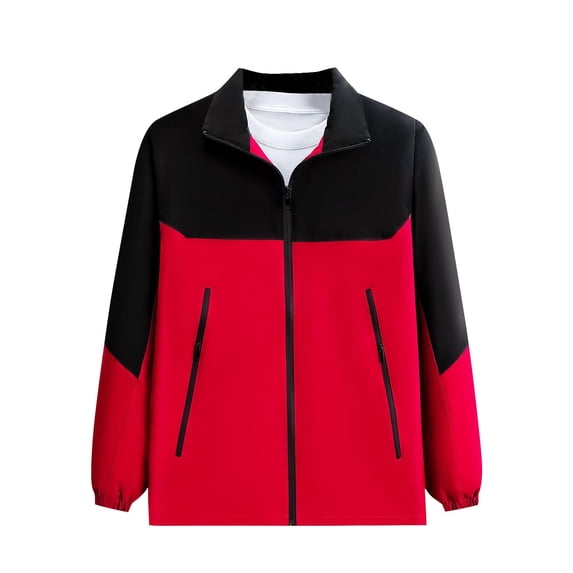 UAMVSH Plus Size Rain Jackets for Women Color Block Stand Collar Windbreaker Oversized Waterproof Zip Up Casual Raincoat with Pockets