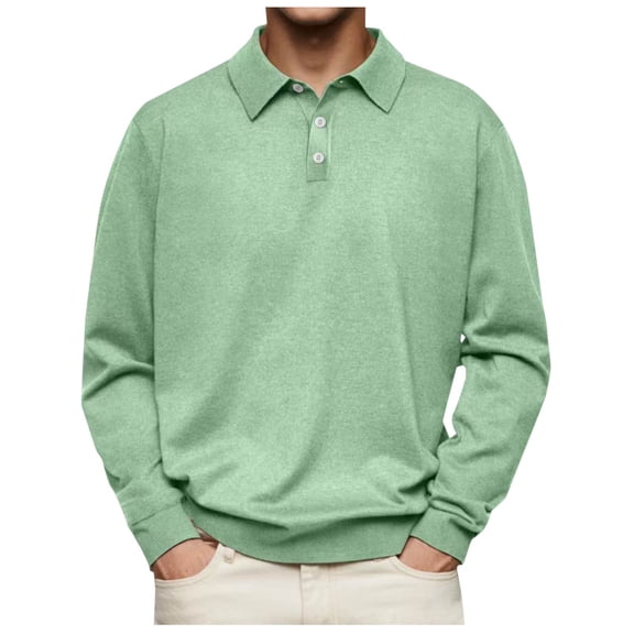 UAMVSH Plus Size Shirts for Men Long Sleeve Collared Solid Color Golf T-Shirts Casual Business Work Spring Fall Fashion Tops Blouses(Large,Mint Green)