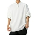 thumbnail image 1 of UAMVSH Plus Size Shirts for Men Comfy Long Sleeve Henley Neck Pullover Tops Loose Fit Button Drop Shoulder Lounge Basic T-Shirts(X-Large,White), 1 of 6