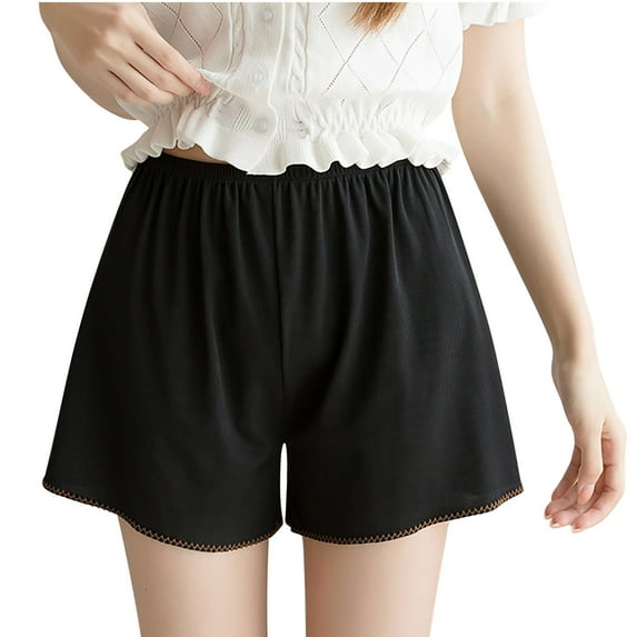 UAMVSH Plus Size Shorts for Women Ribbed Loose Fit Long Shorts Casual Brathable Summer Elasitc Waist Shorts for Women