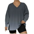 thumbnail image 1 of UAMVSH Plus Size Sweatshirts for Women Gradient Long Sleeve V Neck Tops Oversized Casual Side Split Pullover Trendy Fall Clohtes, 1 of 4