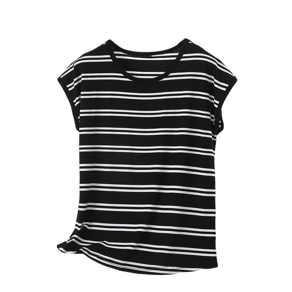 UAMVSH Plus Size Tank Tops for Women Summer Sleeveless Striped T Shirt Comfy Soft Crewenck Loose Fit Shirts Spring Summer Clothes