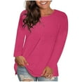 thumbnail image 1 of UAMVSH Plus Size Tops for Women Casual Long Sleeve Basic Tees Oversized Classic Crewneck Loose Fit T Shirt Fall Clothes, 1 of 7