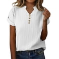 thumbnail image 1 of UAMVSH Plus Size Tops for Women Short Sleeve Tunic Shirts Textured Casual Button V Neck Oversized T-Shirt Summer Clothes, 1 of 6