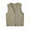thumbnail image 1 of UAMVSH Plus Size Vest for Women Button Down Warm Quilted Jacket Oversized Textured V Neck Sleeveless Outwear Coats for Fall Winter, 1 of 2