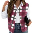thumbnail image 1 of UAMVSH Plus Size Vest for Women Single Breasted Flannel Plaid Jacket Soft Warm Sleeveless Cropped Winter Coats with Pockets, 1 of 5