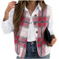 thumbnail image 1 of UAMVSH Plus Size Vest for Women Single Breasted Flannel Plaid Jacket Soft Warm Sleeveless Cropped Winter Coats with Pockets, 1 of 5