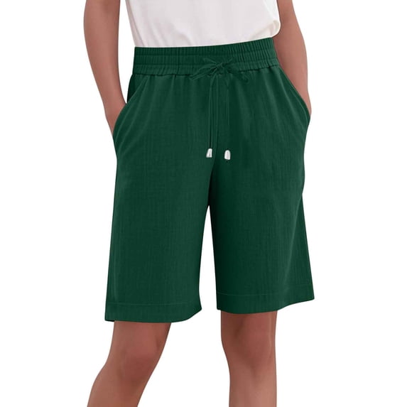 UAMVSH Plus Size Women's Bermuda Shorts Drawstring Elastic Waist Knee Length Shorts Summer Casual Vacation Beach Shorts with Pockets