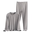 thumbnail image 1 of UAMVSH Plus Size Womens Pajama Sets Striped Long Sleeve Shirts and Pants Set Oversized Casual Crewneck Loungewear for Fall Winter, 1 of 3