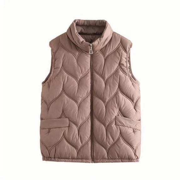 UAMVSH Plus Size Womens Quilted Vest Stand Collar Zip Up Jacket Oversized Casual Sleeveless Warm Coats with Pockets Fall Winter Clothes