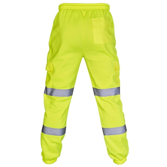 UAMVSH Plus Size Work Pants for Men Trendy Color Block Reflective Workwear Pants Lightweight Training Athletic Pants with Pockets(LargeGreen)