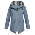 thumbnail image 1 of UAMVSH Rain Jackets for Women Fashion Plus Size Zipper Windbreaker Hoodie Oversized Long Sleeve Waterproof Hooded Raincoats Fall Outfits(XX-Large,Blue), 1 of 6