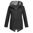 thumbnail image 1 of UAMVSH Rain Jackets for Women Fashion Plus Size Zipper Windbreaker Hoodie Oversized Long Sleeve Waterproof Hooded Raincoats Fall Outfits(Small,Black), 1 of 6