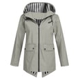 thumbnail image 1 of UAMVSH Rain Jackets for Women Fashion Plus Size Zipper Windbreaker Hoodie Oversized Long Sleeve Waterproof Hooded Raincoats Fall Outfits(Small,Gray), 1 of 6