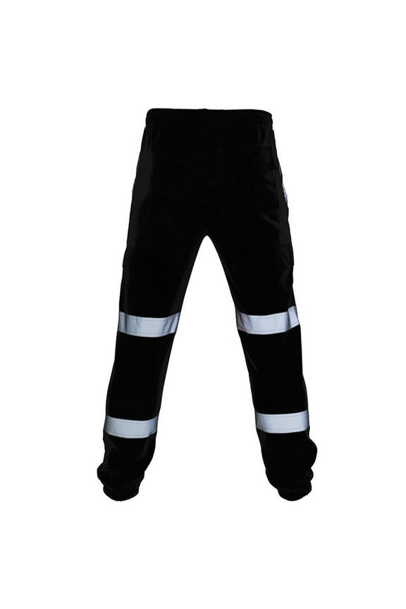 Reflective Safety Pants for Men Plus Size Waterproof Work Overalls Safety Cargo Pants Classic Workwear with Pockets(MediumBlack)