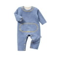 thumbnail image 1 of UAMVSH Romper Onesies for Baby Warm Long Sleeve Pullover Clothes Fleece Boys Girls Color Block Fashion Jumpsuit with Pants(1-2 Years,Blue), 1 of 3