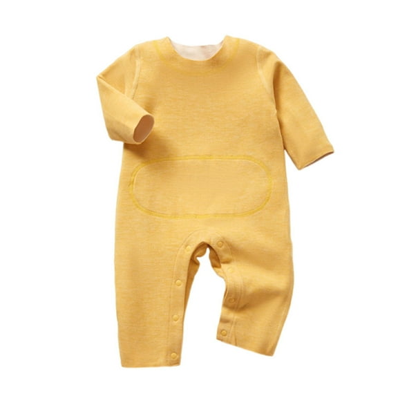 UAMVSH Romper Onesies for Baby Warm Long Sleeve Pullover Clothes Fleece Boys Girls Color Block Fashion Jumpsuit with Pants(1-2 Years,Yellow)