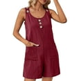 thumbnail image 1 of UAMVSH Rompers for Women Trendy Beach Sleeveless Pockets Jumpsuit with Buttons Soft Casual Wide Strap Short Overalls Clothes, 1 of 7