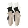 thumbnail image 1 of UAMVSH Ruffle Socks Women 3 Pairs Casual Cute Girl Ruffle Socks Breathable Cotton Solid Color Ruffle Ankle Socks, 1 of 3