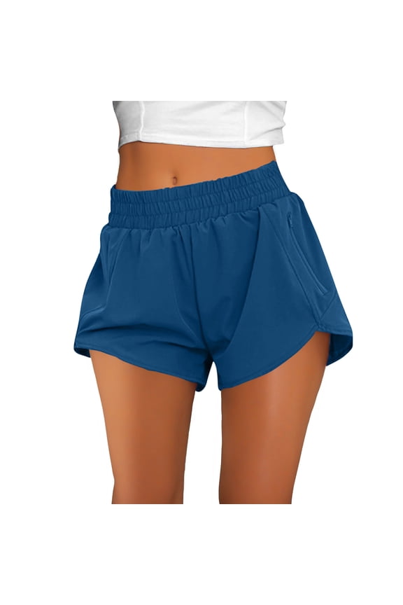 Running Shorts for Women Stretch High Waist Workout Shorts with Pockets Summer Zipper Side Yoga Hiking Athletic Track Shorts