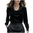 thumbnail image 1 of UAMVSH Satin Blouses for Women Dressy Casual Silk Long Sleeve Tops Lightweight Elegant Business Work Shirts Fashion Clothing, 1 of 7