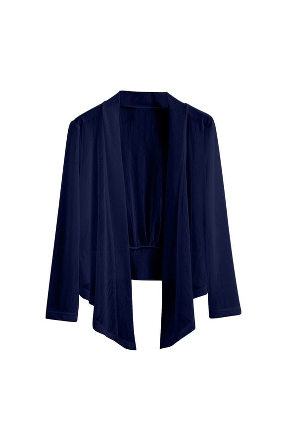 Sheer Cardigans for Women Plus Size Long Sleeve Lightweight Casual Shrugs Flowy Vacation Drape Dusters Ladies Trendy Clothes(X-Large,Navy)