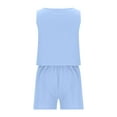 thumbnail image 1 of UAMVSH Short Sets for Women Two Piece Summer Fall Vacation Outfits Sleeveless Square Neck Tank Tops Casual Loose Fit Shorts Lounge Sets(Large,Light Blue), 1 of 3