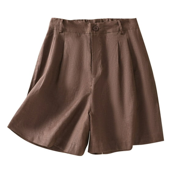 UAMVSH Shorts for Women Dressy Casual Pleated Linen Shorts Straight Leg Bermuda Shorts Office Work Shorts for Summer