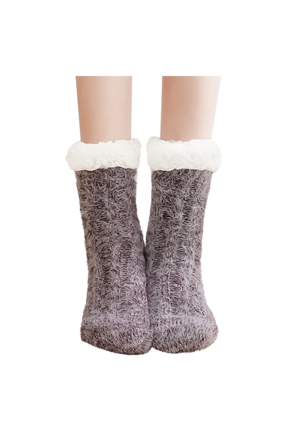 Slipper Socks for Women Winter Warm Fleece Lined Socks Christmas Cozy Soft Thick Fuzzy Socks