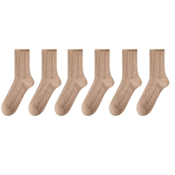 UAMVSH Socks for Women and Mens Unisex Cotton Knit Socks Soft Warm Solid Color Thick Crew Socks 6 Pairs