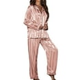 thumbnail image 1 of UAMVSH Soft Pajama Set for Women 2 Piece Outfits Striped Button Down Shirts and Long Pants Pj Set Lightweight Casual Sleepwear, 1 of 6