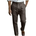 thumbnail image 1 of UAMVSH Straight Leg Pants for Men Cotton Linen Lightweight Beach Lounge Pants Soft Vacation Work Dressy Trousers with Pockets(Large,Dark Gray), 1 of 6