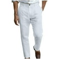 thumbnail image 1 of UAMVSH Straight Leg Pants for Men Cotton Linen Lightweight Beach Lounge Pants Soft Vacation Work Dressy Trousers with Pockets(X-Large,White), 1 of 6