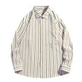 thumbnail image 1 of UAMVSH Striped Shirts for Men Oversized Button down Lapel Dressy Tops Loose Fit Printed Long Sleeve Tshirts with Chest Pockets(Medium,White), 1 of 7