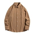 thumbnail image 1 of UAMVSH Striped Shirts for Men Oversized Button down Lapel Dressy Tops Loose Fit Printed Long Sleeve Tshirts with Chest Pockets(X-Large,Khaki), 1 of 2