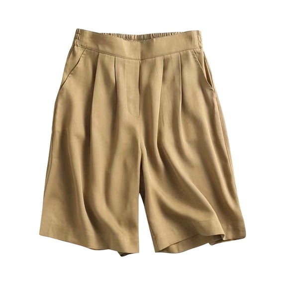 UAMVSH Summer Shorts for Women Dressy Casual Office Work Shorts Lightweight Loose Lounge Pleated Shorts with Pockets