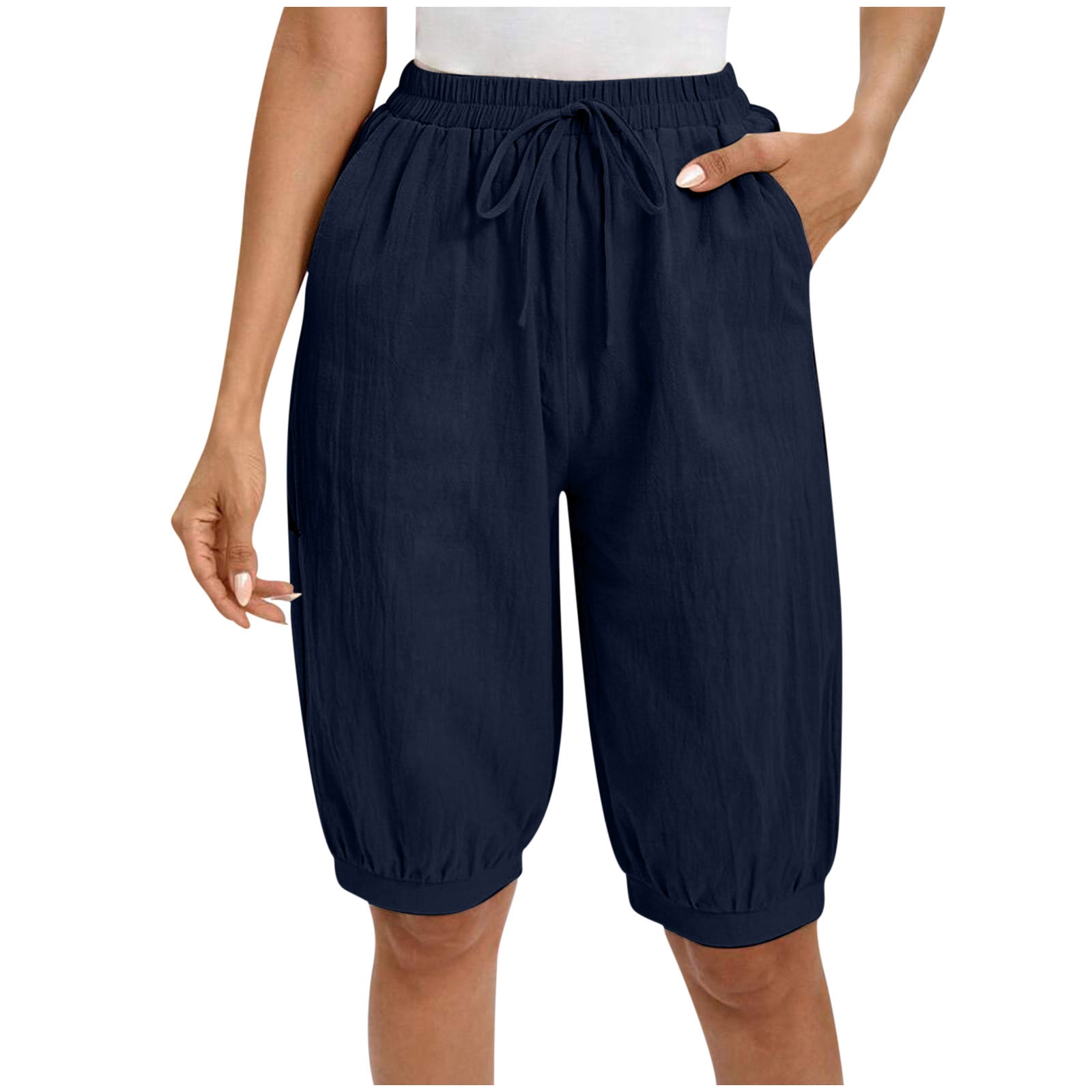 UAMVSH Summer Shorts for Women Loose Knee Length Cinch