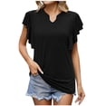 thumbnail image 1 of UAMVSH Summer Tops for Womens Short Ruffle Sleeve Shirts Soft Casual V Neck Pullover Shirt Lightweight Solid Tops, 1 of 7