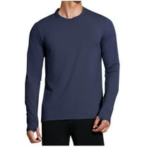UAMVSH Sun Protection Shirts for Men Color Block Fashion Running T-Shirts Casual Lightweight Long Sleeve Athletic Tops with Thumb Hole(X-Large,Navy)