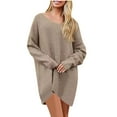 thumbnail image 1 of UAMVSH Oversized Sweater Dress for Women Fall V Neck Long Sleeve Ribbed Long Sweaters Knitted Casual Loose Fit Pullover Tops Fashion Outfits(X-Large,Khaki), 1 of 5