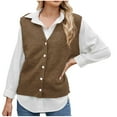 thumbnail image 1 of UAMVSH Sweater Vests for Women Casual V Neck Button down Sleeveless Knitted Cardigan Jackets Soft Lightweight Fall Tank Tops(Medium,Brown), 1 of 7