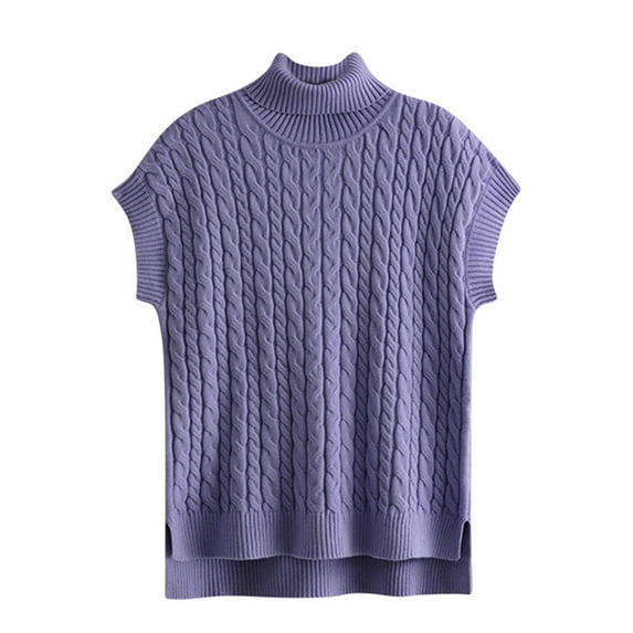 UAMVSH Sweater Vests for Women Fall Fashion Turtleneck Sleeveless Sweater Tops Casual Solid Pullover Tank Tops