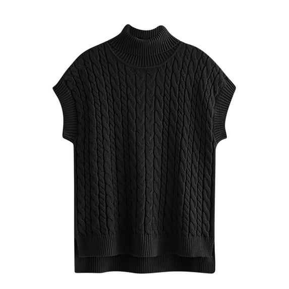 UAMVSH Sweater Vests for Women Fall Fashion Turtleneck Sleeveless Sweater Tops Casual Solid Pullover Tank Tops