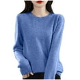 thumbnail image 1 of UAMVSH Sweaters for Women Trendy Long Sleeve Crew Neck Sweaters Soft Lightweight Knitted Tops Casual Solid Color Basic Pullover(XX-Large,Blue 1), 1 of 3