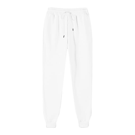 UAMVSH Sweatpants for Women Soft Running Workout Jogger Pants with Drawstring Elastic Waist Cinch Bottom Tapered Athletic Pants(Large,White)